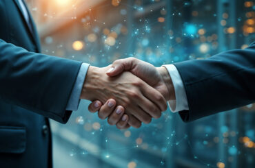 Smart logistics, Global business concept. Businessman making handshake for successful business, investment deal teamwork and partnership business partners on logistic global network